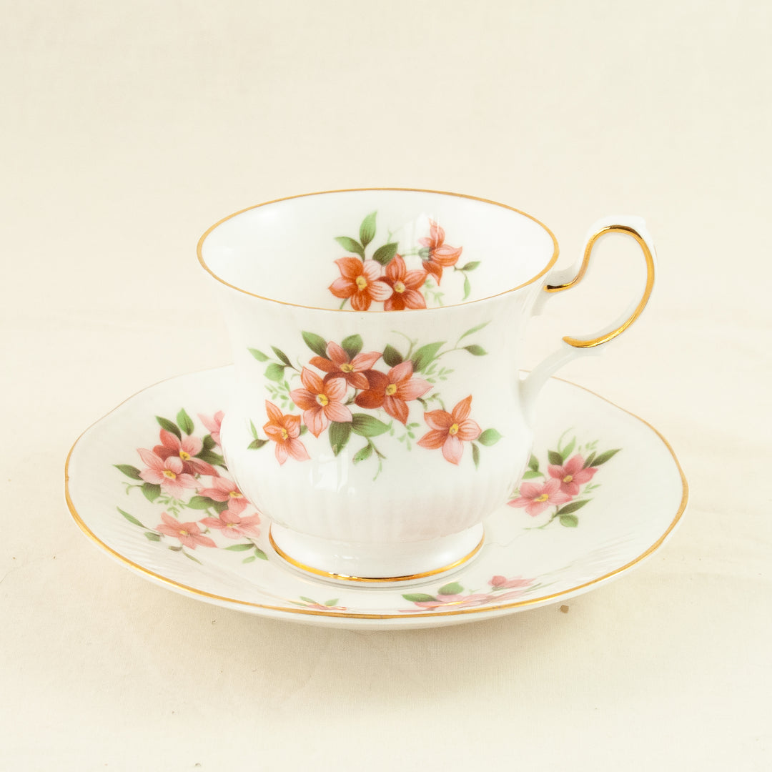 Vintage Rosina Queens Fine Bone China England Pink Flowers Teacup